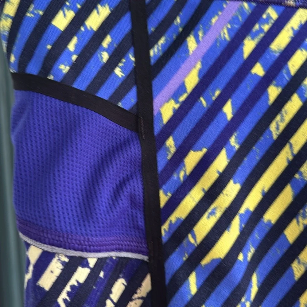 Athleta Radiant Stride Running Yoga Workout Capris Blue Yellow Size Medium